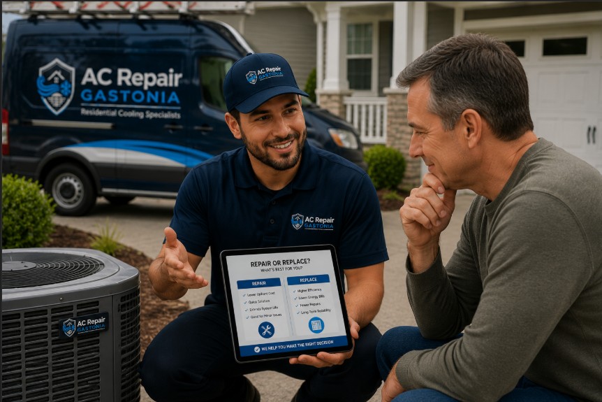 ac repair gastonia expert guiding homeowner