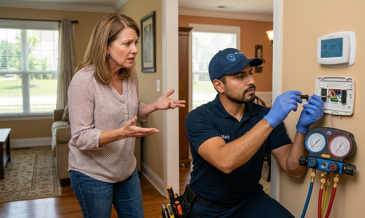 expert repairing thermostat