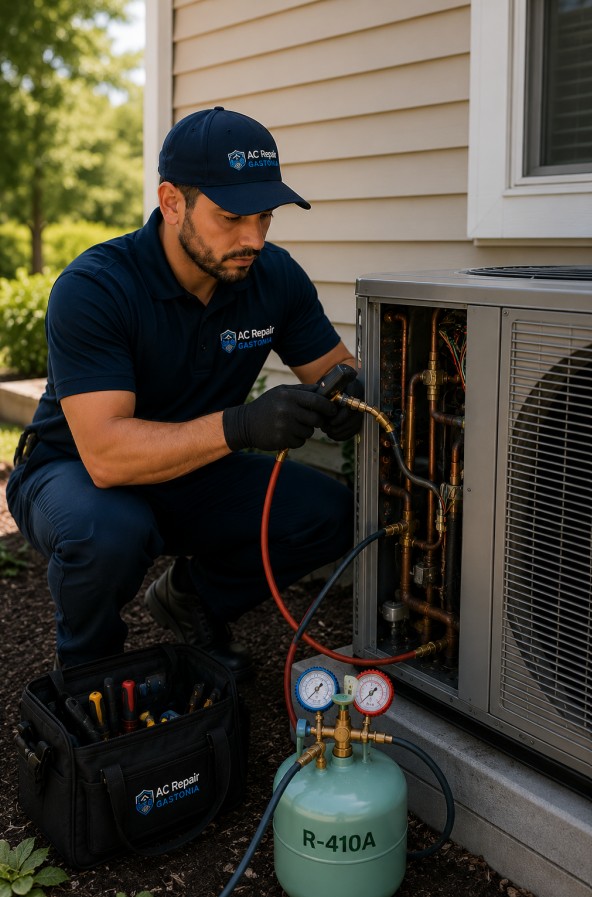 gastonia ac repair expert repairing refrigerant leak