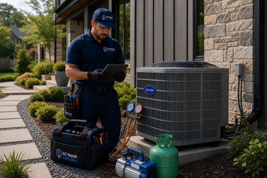 Expert calculating the cost of Carrier AC Repair in Gastonia
