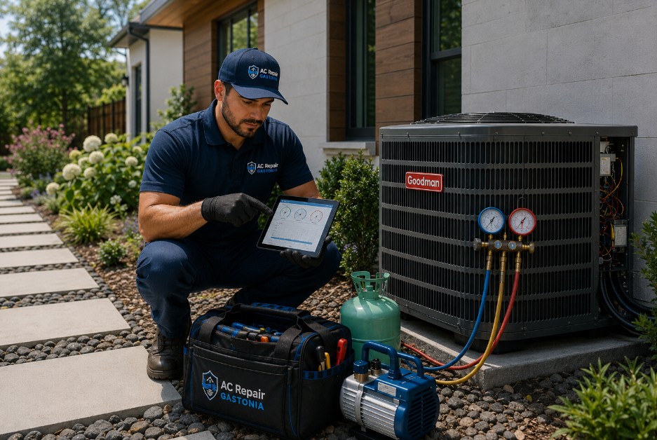 expert calculating the cost of goodman ac repair in gastonia