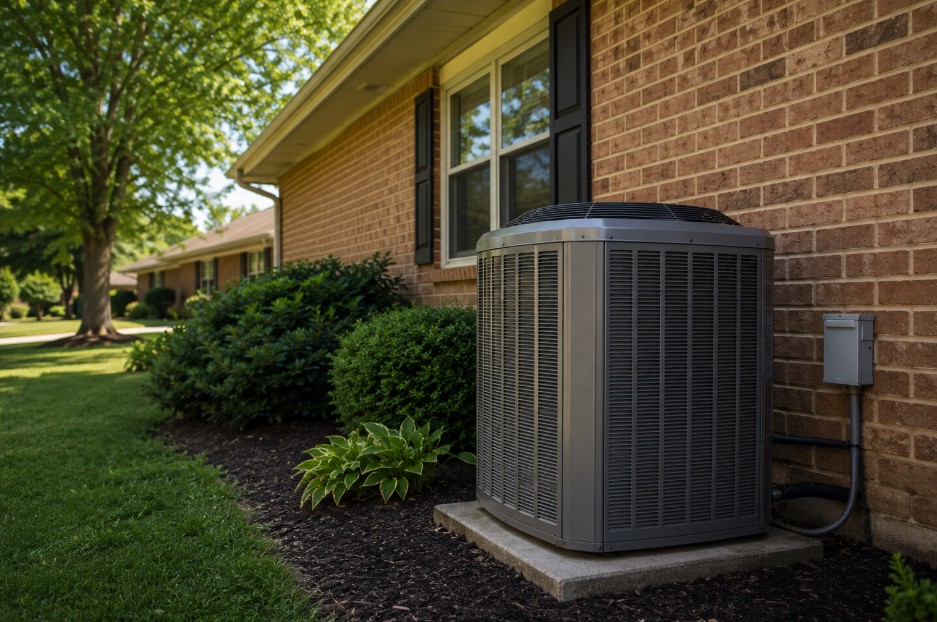 Outdoor central air conditioning condenser unit in Gastonia NC